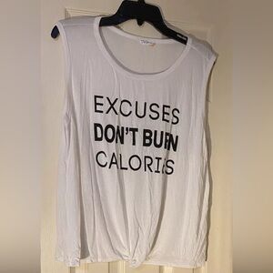 Top Girl LA. Women’s Plus Size 3XL White Tank Top Knotted Stretch Made in USA